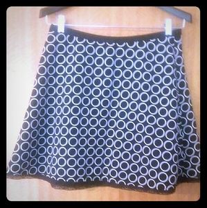 Limited Black A-line Skirt with Circle Print